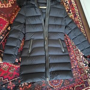 Mackage Black Puffer Coat with Fur Trim